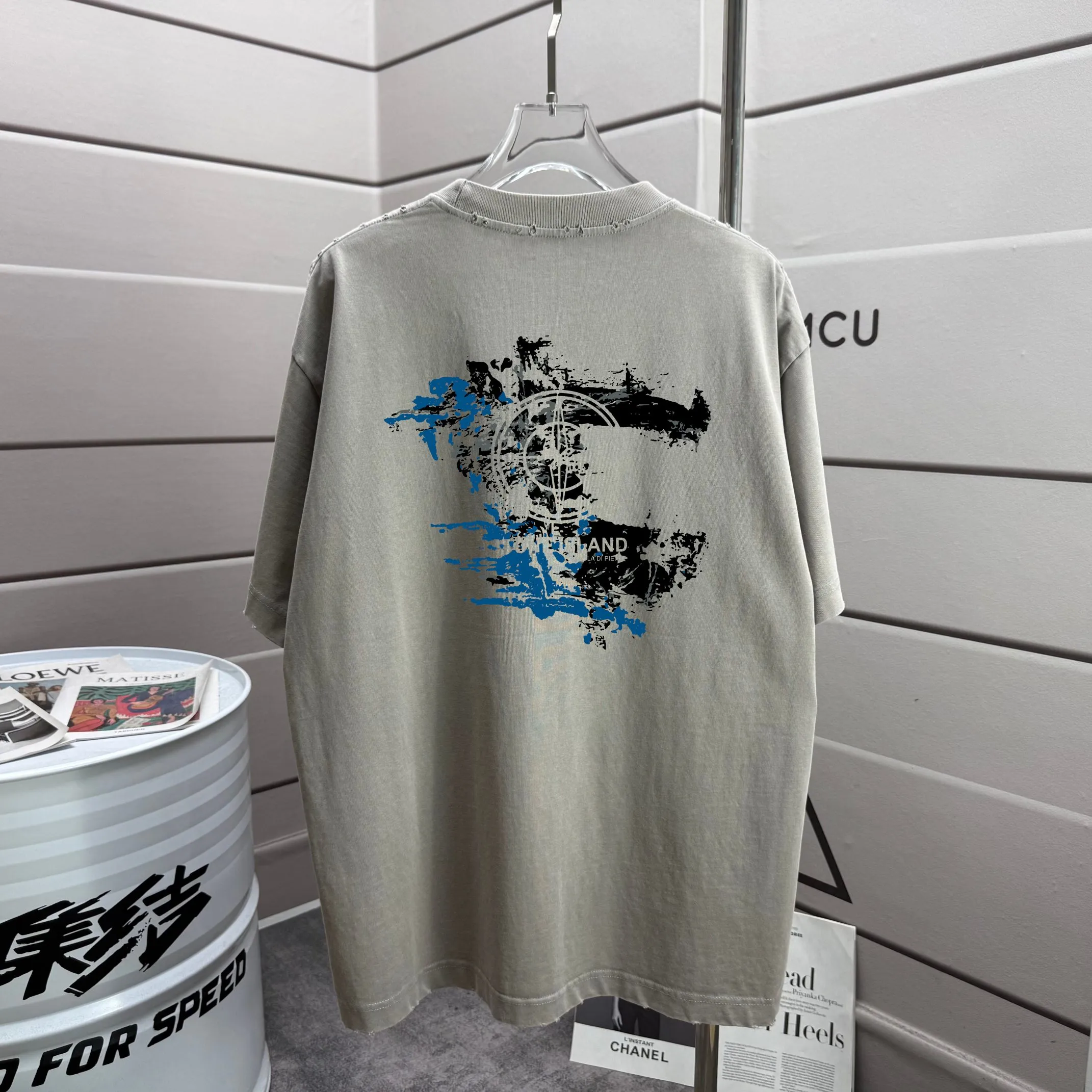 P160 Ston* islan* 石*岛 2025 autumn and winter new style, washed and worn 320g round neck short-sleeved tee, loose version for men and women, color: washed black, washed white, washed gray, washed brown gray Size: S M L XL XXL Size: S (90-130 catties) M (120-150 catties) L (140-165 catties) (160-180 catties) XXL (180-210 catties)